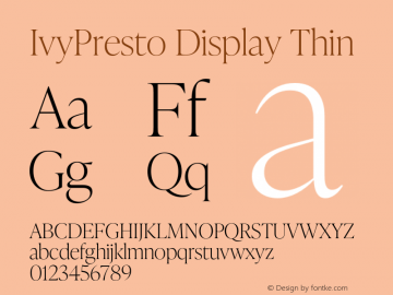 IvyPresto Display Thin Version 1.001;hotconv 1.0.109;makeotfexe 2.5.65596 Font Sample