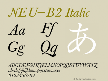 NEU-B2 Italic 2.00 Font Sample