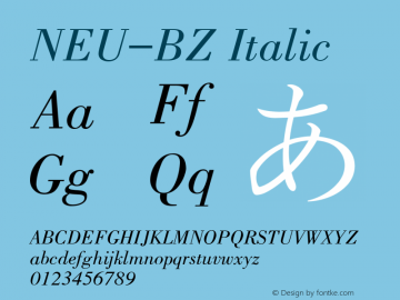 NEU-BZ Italic 2.0 Font Sample