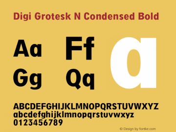 Digi Grotesk N Condensed Bold Version 6.001 Font Sample