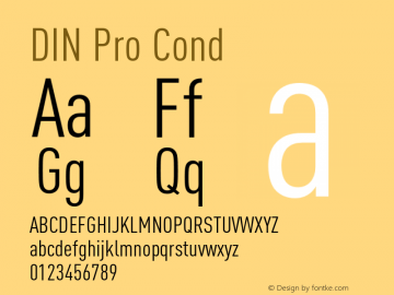 DIN Pro Cond Version 7.600, build 1027, FoPs, FL 5.04 Font Sample