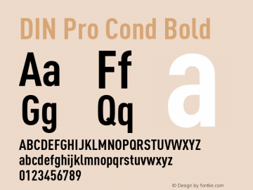 DIN Pro Cond Bold Version 7.600, build 1027, FoPs, FL 5.04 Font Sample