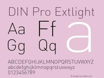 DIN Pro Extlight Version 7.600, build 1027, FoPs, FL 5.04 Font Sample