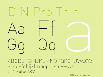 DIN Pro Thin Version 7.600, build 1027, FoPs, FL 5.04 Font Sample
