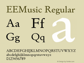 EEMusic Version 13.00 Font Sample