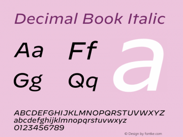 Decimal Book Italic Version 1.106 | wf-rip DC20190920图片样张
