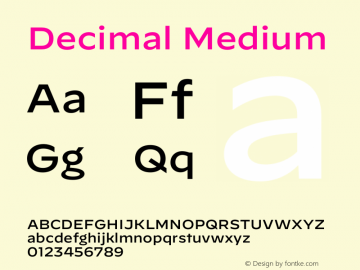 Decimal Medium Version 1.106 | wf-rip DC20190920 Font Sample