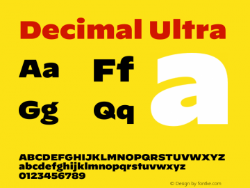 Decimal Ultra Version 1.106 | wf-rip DC20190920 Font Sample