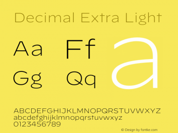 Decimal Extra Light Version 1.106 | wf-rip DC20190920 Font Sample