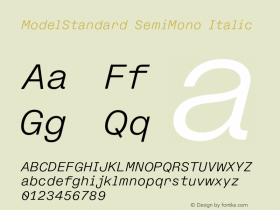 ModelStandard SemiMono Italic Version 1.000;hotconv 1.0.109;makeotfexe 2.5.65596图片样张