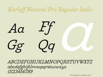 Karloff Neutral Pro Reg Ita Version 1.0; 2012 | Demo Font Sample