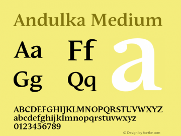 Andulka Medium Version 1.000 Font Sample