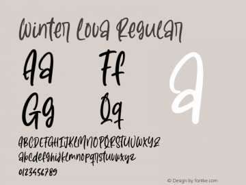 Winter Lova Version 1.00;July 30, 2020;FontCreator 12.0.0.2545 64-bit Font Sample