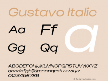 Gustavo Italic Version 1.000;hotconv 1.0.109;makeotfexe 2.5.65596 Font Sample