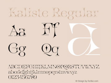 Kaliste Regular Version 2.002;hotconv 1.0.109;makeotfexe 2.5.65596 Font Sample