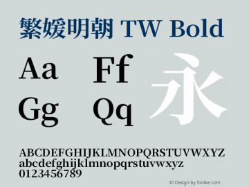 繁媛明朝 TW Bold  Font Sample