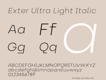 Exter-UltraLightItalic Version 1.036 | wf-rip DC20190910 Font Sample