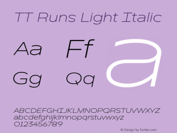 TT Runs Light Italic Version 1.000图片样张