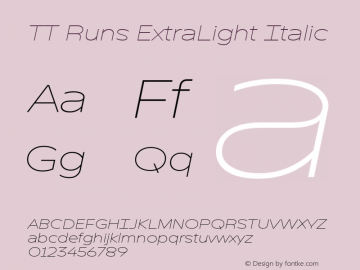 TT Runs ExtraLight Italic Version 1.000图片样张