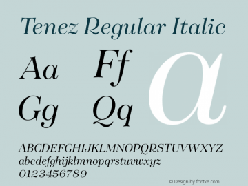 Tenez-Italic Version 1.000 | wf-rip DC20151110 Font Sample