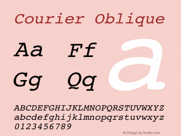 Courier Oblique Unknown Font Sample