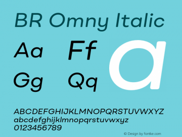 BR Omny Regular Italic Version 1.001;hotconv 1.0.109;makeotfexe 2.5.65596图片样张
