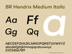 BR Hendrix Medium Italic Version 1.000;hotconv 1.0.109;makeotfexe 2.5.65596图片样张