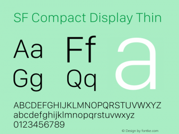 SF Compact Display Thin Version 16.0d18e1 Font Sample