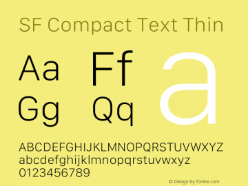 SF Compact Text Thin Version 16.0d18e1 Font Sample