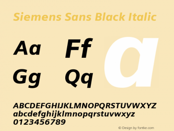 Siemens Sans Black Italic Version 6.000 Font Sample