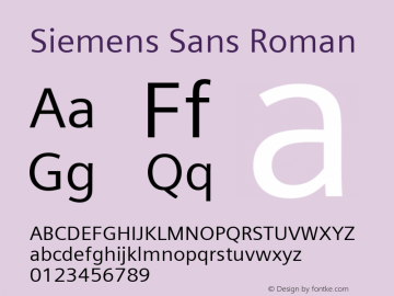 Siemens Sans Roman Version 6.000;PS 5.00;hotconv 1.0.38 Font Sample