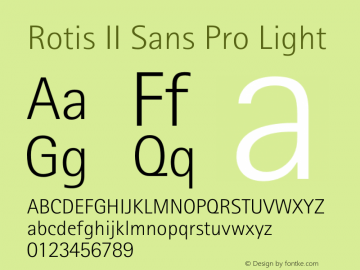 Rotis II Sans Pro Light Version 1.000 Font Sample