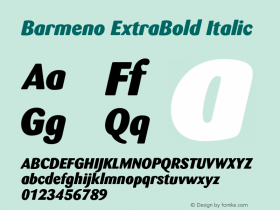BarmenoXBol Italic Version 1.005; hotconv 1.0.38图片样张