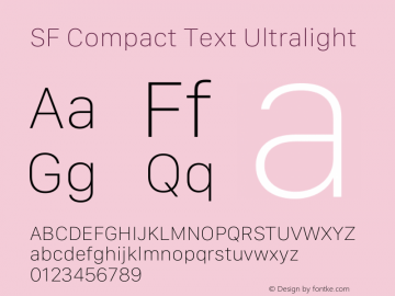 SF Compact Text Ultralight Version 16.0d18e1 Font Sample