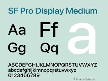 SF Pro Display Medium Version 16.0d18e1 Font Sample