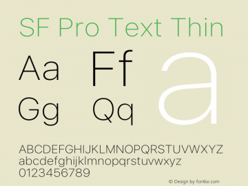 SF Pro Text Thin Version 16.0d18e1 Font Sample