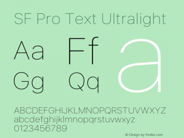 SF Pro Text Ultralight Version 16.0d18e1图片样张