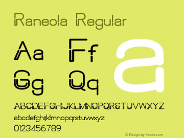 Raneola Version 1.00;November 17, 2020;FontCreator 11.5.0.2430 64-bit图片样张