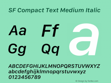 SF Compact Text Medium Italic Version 16.0d18e1图片样张