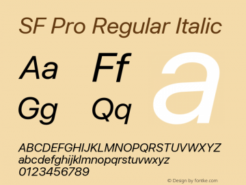 SF Pro Italic Version 16.0d18e1 Font Sample