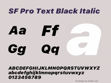 SF Pro Text Black Italic Version 16.0d18e1 Font Sample