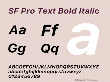SF Pro Text Bold Italic Version 16.0d18e1图片样张