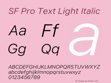 SF Pro Text Light Italic Version 16.0d18e1图片样张