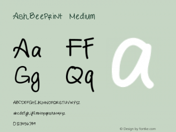 AshBeePrint Medium Version 001.000 Font Sample