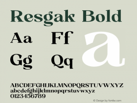 Resgak-Bold Version 1.000 Font Sample