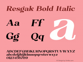 Resgak-BoldItalic Version 1.000 Font Sample