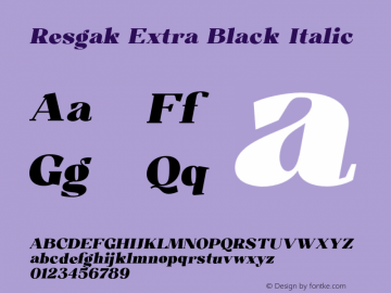 Resgak-ExtraBlackItalic Version 1.000图片样张