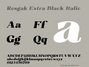 Resgak-ExtraBlackItalic Version 1.000 Font Sample