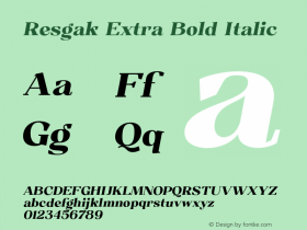 Resgak-ExtraBoldItalic Version 1.000 Font Sample