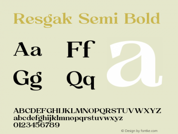 Resgak-SemiBold Version 1.000 Font Sample